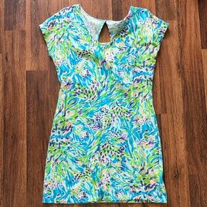 Lilly Pulitzer Blue Green Purple Floral-Print Mini Dress
